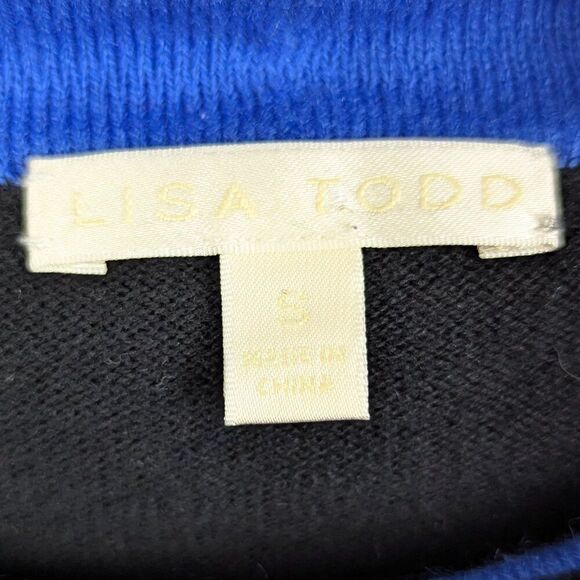 Lisa Todd | Grey/Blue Athletic Cowl Neck Pullover Sweater Sz Small - Picture 4 of 11